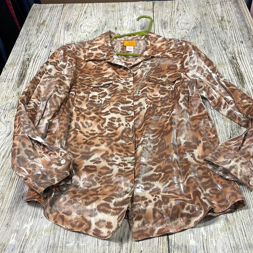 Ruby Rd. Button-Down Top (Size 10) Silky Feel - image 1